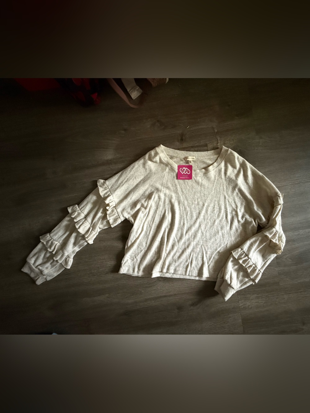 Light Cream Ruffle Sleeve Top